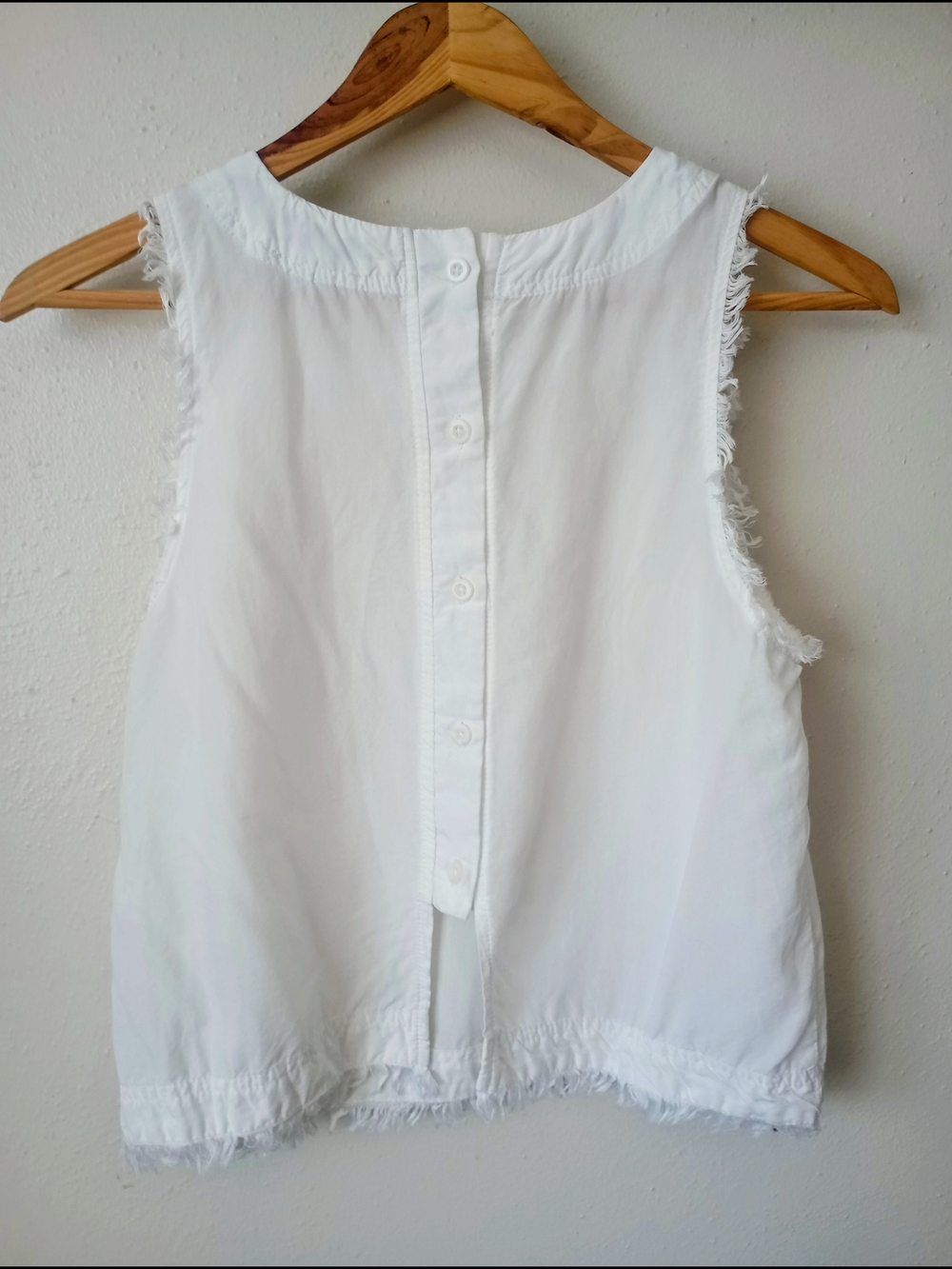 Thread & Supply White Sleeveless Frayed-Edge Tank - Picture 2 of 3